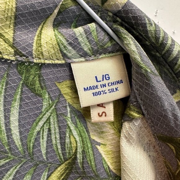 Tommy Bahama 100% Silk Gray Botanical Shirt L - Picture 4 of 8